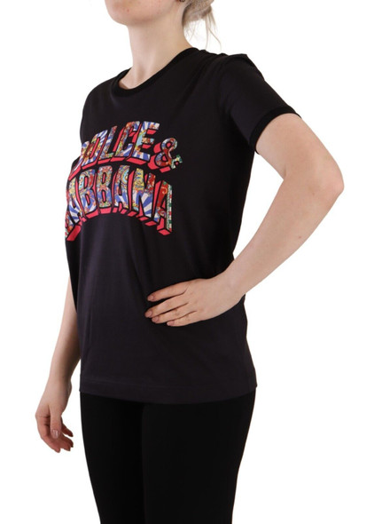 Black Logo Print Cotton Crew Neck Tee T-shirt Black Logo Print Cotton Crew Neck Tee T-shirt