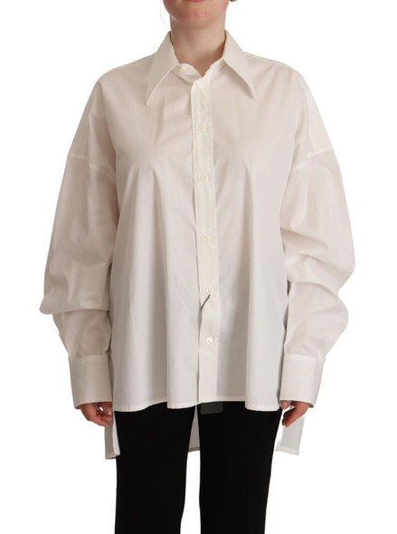Dolce & Gabbana White Cotton Button Up Collared Long Sleeve Top Dolce & Gabbana White Cotton Button Up Collared Long Sleeve Top