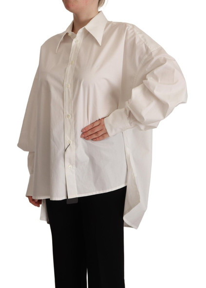 White Cotton Button Up Collared Long Sleeve Top White Cotton Button Up Collared Long Sleeve Top