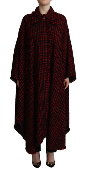 Black Red Cotton Checkered Over Coat Jacket Black Red Cotton Checkered Over Coat Jacket