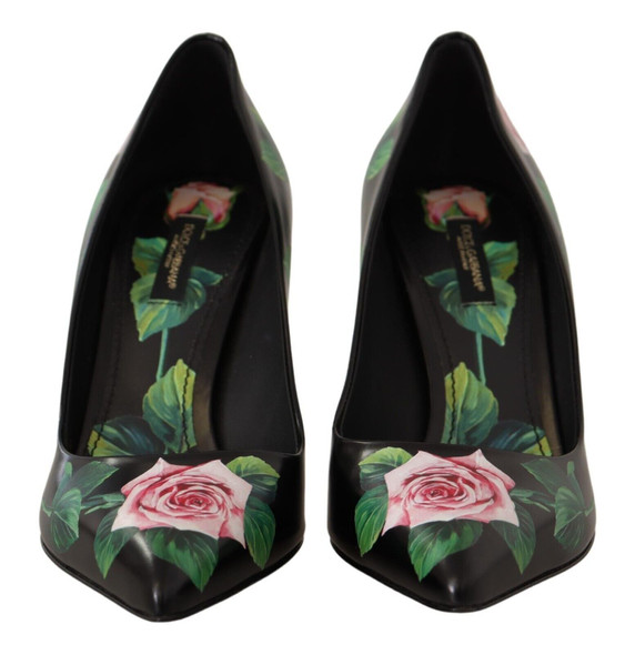 Dolce & Gabbana Black Leather Roses High Heels Pumps Shoes Dolce & Gabbana Black Leather Roses High Heels Pumps Shoes