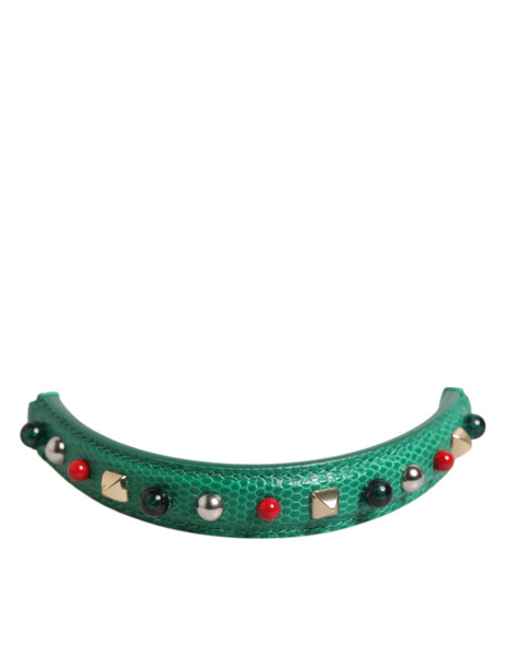 Green Embellished Leather Bag Handle Women Shoulder Strap Green Embellished Leather Bag Handle Women Shoulder Strap