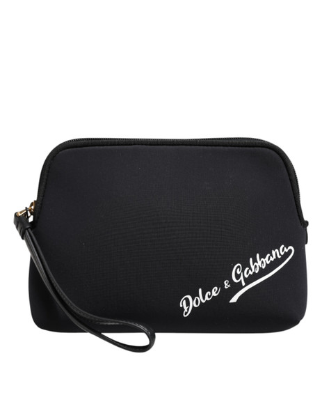 Black Solid Nylon DG LogoPrint Clutch Zip Borse Pouch Bag Black Solid Nylon DG LogoPrint Clutch Zip Borse Pouch Bag
