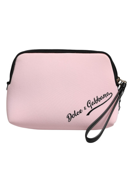 Pink Solid Nylon DG Logo Print Clutch Zip Borse Pouch Bag Pink Solid Nylon DG Logo Print Clutch Zip Borse Pouch Bag