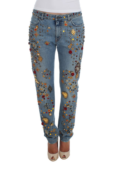 Dolce & Gabbana Crystal Roses Heart Embellished Jeans Dolce & Gabbana Crystal Roses Heart Embellished Jeans