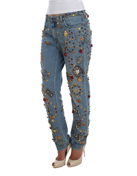 Dolce & Gabbana Crystal Roses Heart Embellished Jeans Dolce & Gabbana Crystal Roses Heart Embellished Jeans