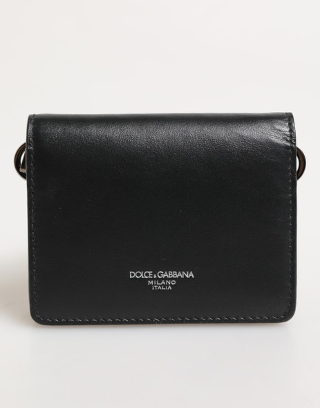 Black Leather DG Logo Bifold Card Holder Men Borse Wallet Black Leather DG Logo Bifold Card Holder Men Borse Wallet