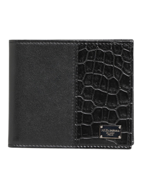 Black Exotic Leather Bifold Card Holder Men Wallet Black Exotic Leather Bifold Card Holder Men Wallet