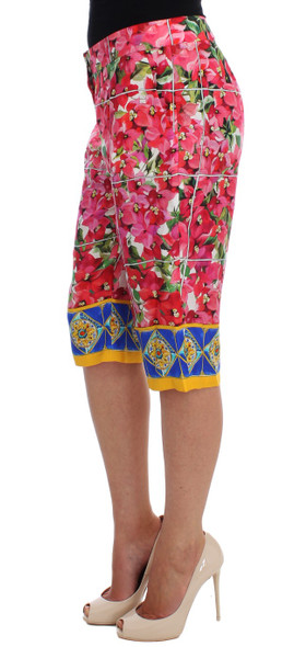Multicolor Floral Knee Capris Shorts Pants Multicolor Floral Knee Capris Shorts Pants
