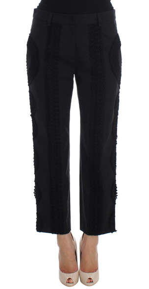 Black Cotton Stretch Torero Capris Pants Black Cotton Stretch Torero Capris Pants