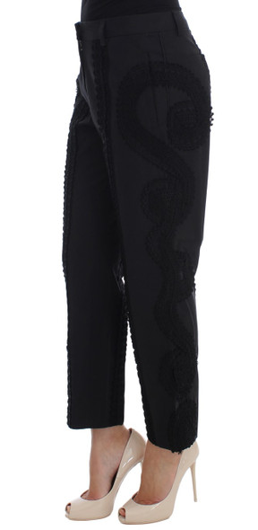 Black Cotton Stretch Torero Capris Pants Black Cotton Stretch Torero Capris Pants
