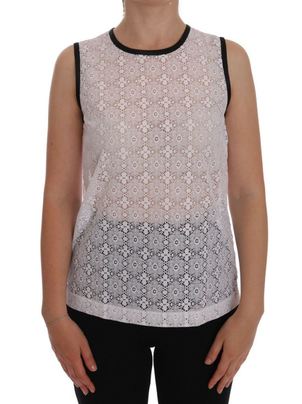 Dolce & Gabbana White Lace Floral Nylon Tank T-shirt Dolce & Gabbana White Lace Floral Nylon Tank T-shirt