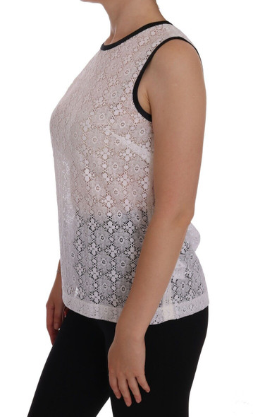 Dolce & Gabbana White Lace Floral Nylon Tank T-shirt Dolce & Gabbana White Lace Floral Nylon Tank T-shirt