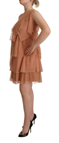 Pink Lace Sleeveless Mini Shift Layered Dress Pink Lace Sleeveless Mini Shift Layered Dress