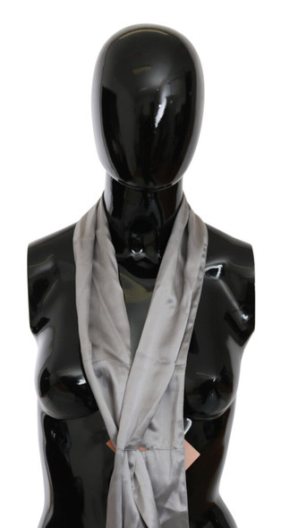 Metallic Silver Silk Neck Wrap Shawl Scarf Metallic Silver Silk Neck Wrap Shawl Scarf