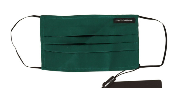 Green Silk Pleated Elastic Ear Strap Face Mask Green Silk Pleated Elastic Ear Strap Face Mask