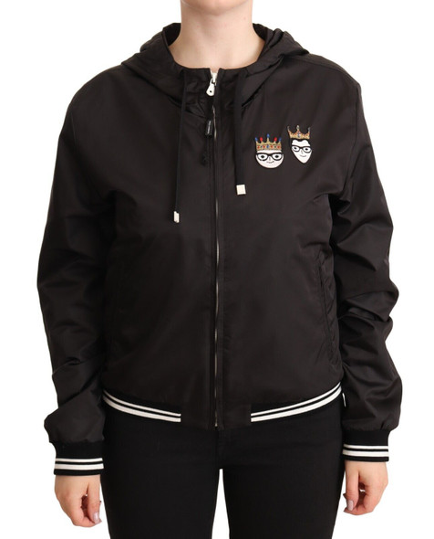Dolce & Gabbana Black Polyester Hooded Bomber Full Zip Jacket Dolce & Gabbana Black Polyester Hooded Bomber Full Zip Jacket