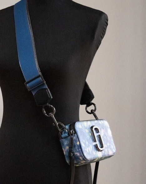 The Snapshot bag Watercolor Blue Printed Leather Shoulder Bag Purse The Snapshot bag Watercolor Blue Printed Leather Shoulder Bag Purse