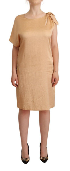 Moschino Beige One Sleeve Knee Length Shift Dress Moschino Beige One Sleeve Knee Length Shift Dress