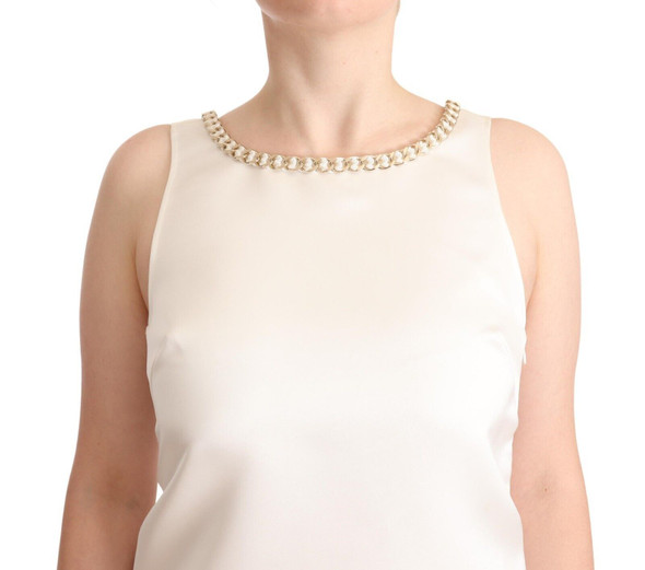 White Polyester Sleeveless Mini Shift Dress White Polyester Sleeveless Mini Shift Dress