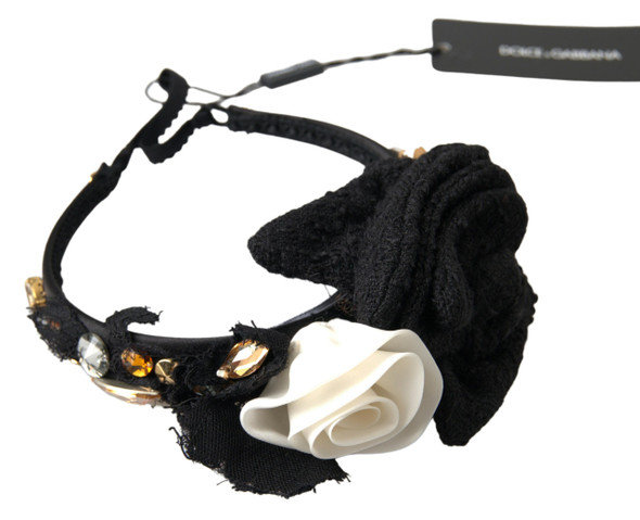 Dolce & Gabbana Diadem Headband Tiara White Rose Crystal Hair Gold Dolce & Gabbana Diadem Headband Tiara White Rose Crystal Hair Gold
