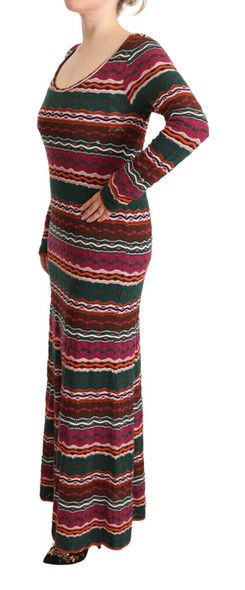 Multicolor Stripe Wool Knitted Maxi Sheath Dress Multicolor Stripe Wool Knitted Maxi Sheath Dress