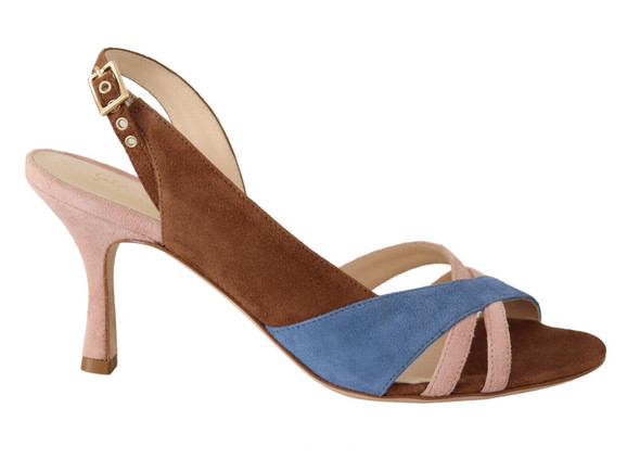 Multicolor Suede Leather Slingback Heels Sandals Shoes Multicolor Suede Leather Slingback Heels Sandals Shoes