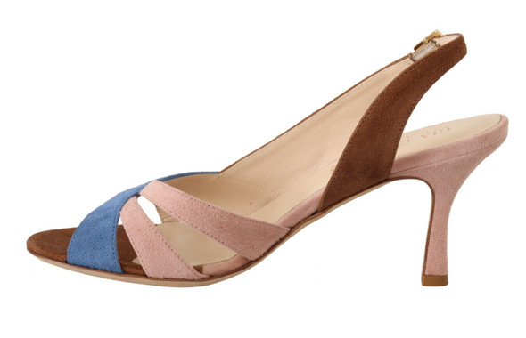 Multicolor Suede Leather Slingback Heels Sandals Shoes Multicolor Suede Leather Slingback Heels Sandals Shoes