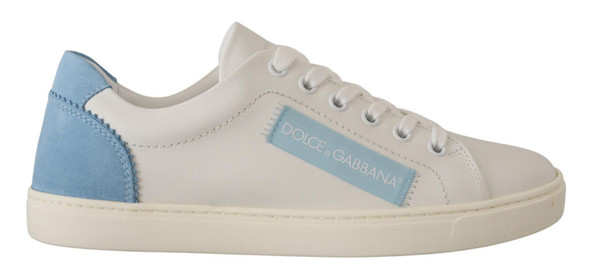 White Blue Leather Low Top Sneakers Shoes White Blue Leather Low Top Sneakers Shoes