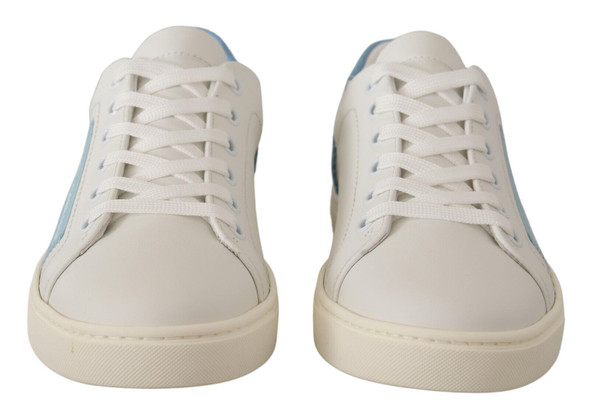 White Blue Leather Low Top Sneakers Shoes White Blue Leather Low Top Sneakers Shoes
