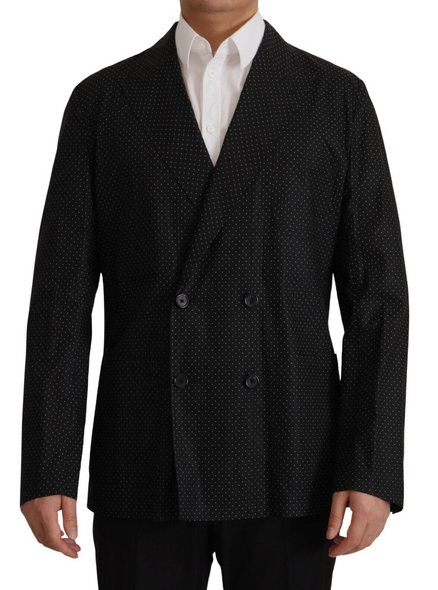 Dolce & Gabbana Black Polka Dotted Cotton Blazer Jacket Dolce & Gabbana Black Polka Dotted Cotton Blazer Jacket