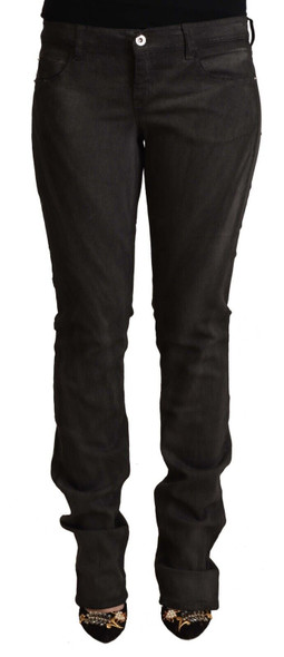 Black Cotton Mid Waist Skinny Pants Black Cotton Mid Waist Skinny Pants
