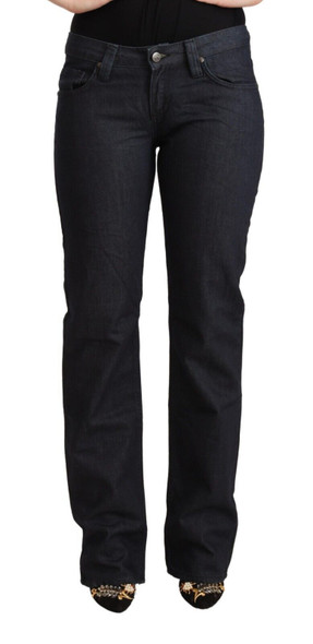 Dark Blue Cotton Stretch Low Waist Straight Denim Jeans Dark Blue Cotton Stretch Low Waist Straight Denim Jeans