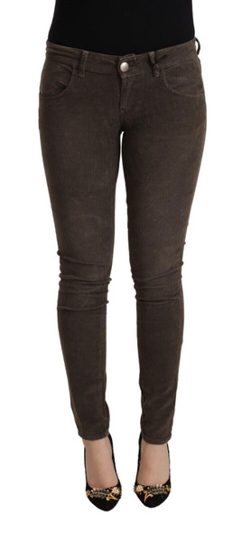 Brown Cotton Slim Fit Denim Low Waist Jeans Brown Cotton Slim Fit Denim Low Waist Jeans