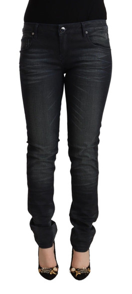 Acht Black Washed Cotton Low Waist Slim Fit Denim Jeans PAN71817 Acht Black Washed Cotton Low Waist Slim Fit Denim Jeans PAN71817