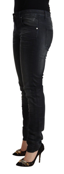 Acht Black Washed Cotton Low Waist Slim Fit Denim Jeans PAN71817 Acht Black Washed Cotton Low Waist Slim Fit Denim Jeans PAN71817