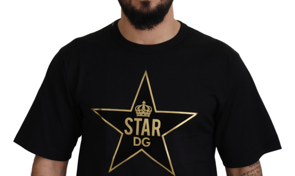 Dolce & Gabbana Black Gold STAR Crown DG Cotton Crewneck T-shirt Dolce & Gabbana Black Gold STAR Crown DG Cotton Crewneck T-shirt