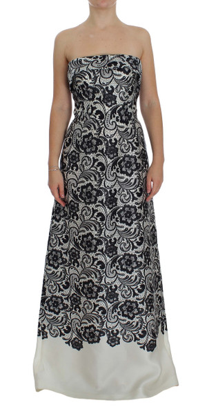 Dolce & Gabbana White Floral Lace Silk Corset Maxi Dress Dolce & Gabbana White Floral Lace Silk Corset Maxi Dress