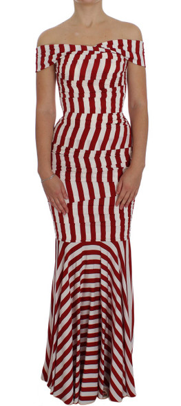Red White Silk Stretch Dress Red White Silk Stretch Dress