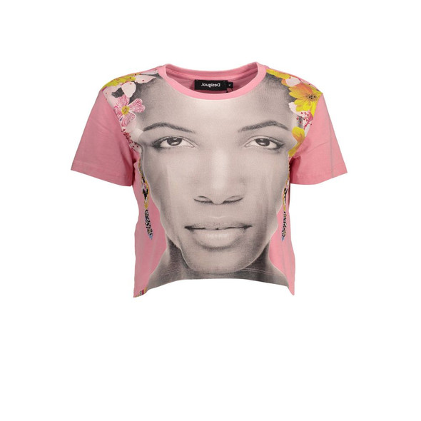 Desigual Pink Cotton Women T-Shirt Desigual Pink Cotton Women T-Shirt