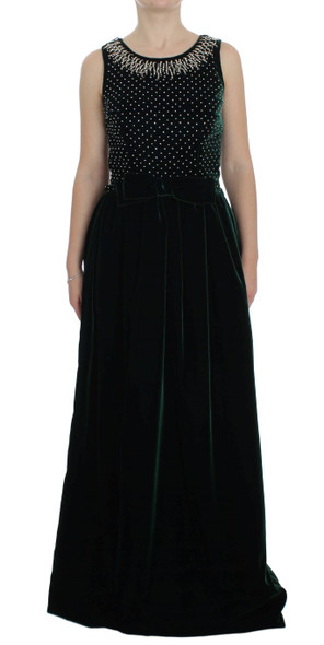 Green Velvet Crystal Long Maxi Dress Green Velvet Crystal Long Maxi Dress