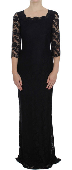 Dolce & Gabbana Black Floral Lace Long Ball Maxi Dress Dolce & Gabbana Black Floral Lace Long Ball Maxi Dress