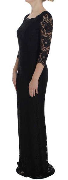 Dolce & Gabbana Black Floral Lace Long Ball Maxi Dress Dolce & Gabbana Black Floral Lace Long Ball Maxi Dress