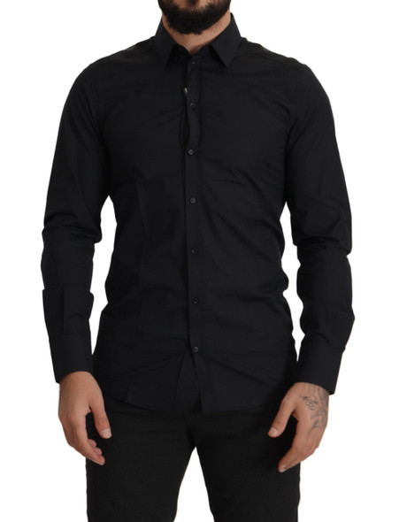 Dolce & Gabbana Black Cotton GOLD Slim Fit Dress Shirt Dolce & Gabbana Black Cotton GOLD Slim Fit Dress Shirt