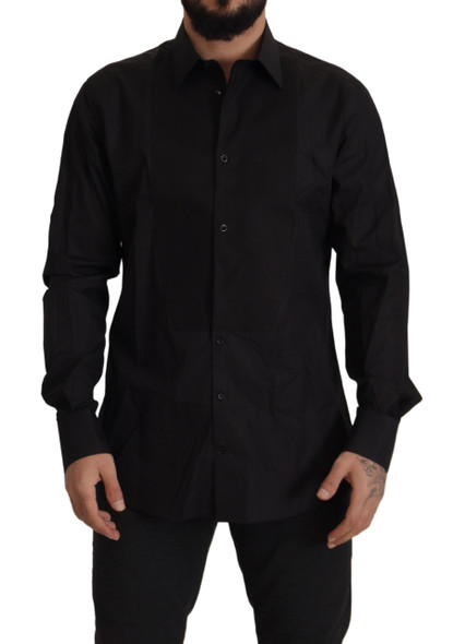 Dolce & Gabbana Black GOLD Slim Fit Tuxedo Dress Shirt Dolce & Gabbana Black GOLD Slim Fit Tuxedo Dress Shirt