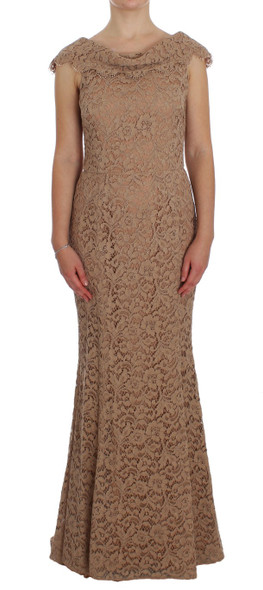 Dolce & Gabbana Pink Floral Lace Full Length Sheath Dress Dolce & Gabbana Pink Floral Lace Full Length Sheath Dress