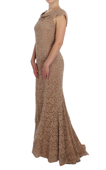 Dolce & Gabbana Pink Floral Lace Full Length Sheath Dress Dolce & Gabbana Pink Floral Lace Full Length Sheath Dress