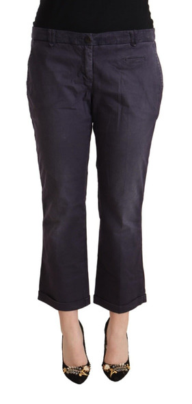 Black Low Waist Folded Hem Flared Cropped Pants Black Low Waist Folded Hem Flared Cropped Pants