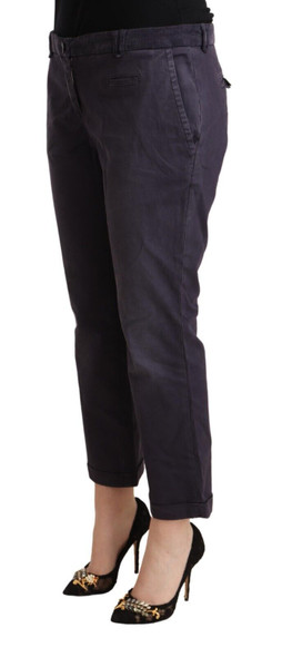 Black Low Waist Folded Hem Flared Cropped Pants Black Low Waist Folded Hem Flared Cropped Pants