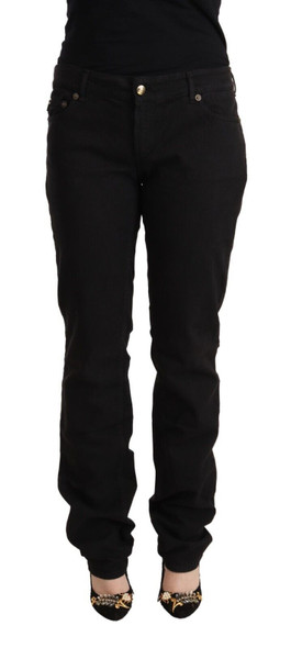 Black Mid Waist Denim Cotton Skinny Jeans Black Mid Waist Denim Cotton Skinny Jeans
